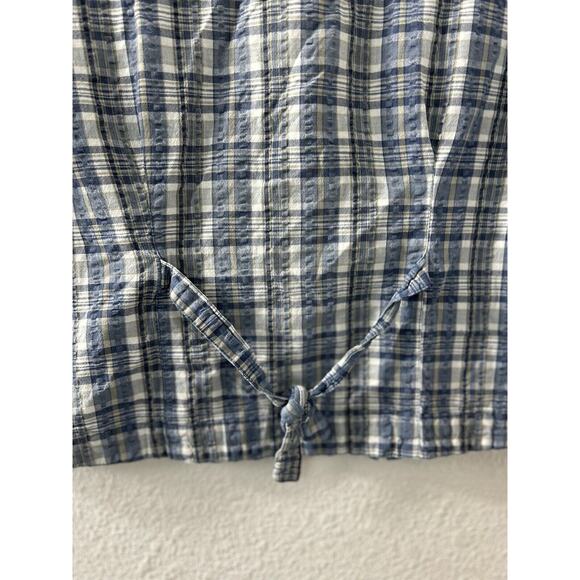 ERIKA & Co Plus Size Medium Short‎ Sleeve Button Blouse Blue/White Plaid Check - Picture 9 of 11